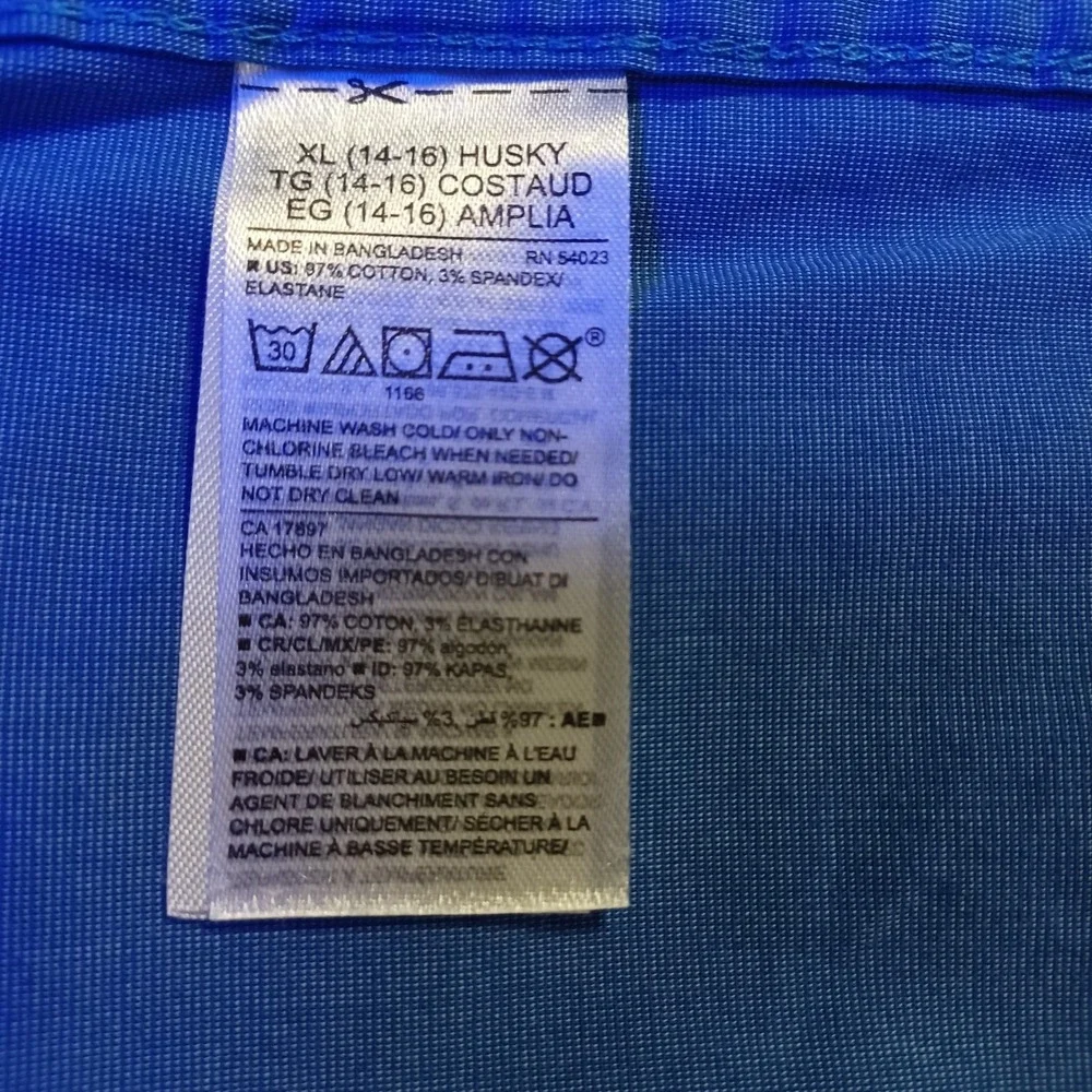 Old Navy Boys‎ Blue Built-In Flex Long Sleeve Button Down Shirt XL 14-16 Husky